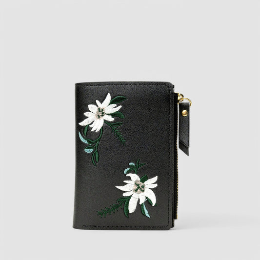 Nour | Geborduurde Orchidee Portemonnee