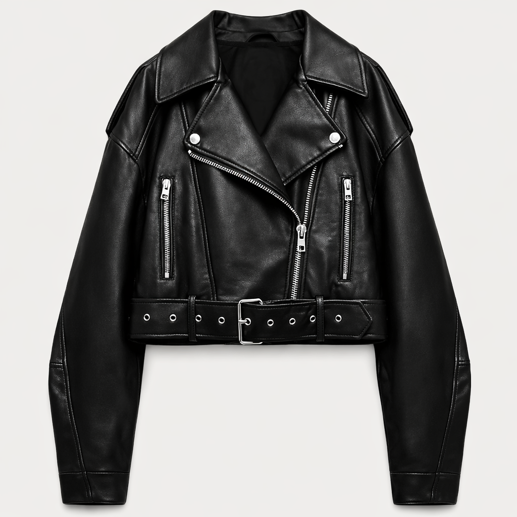 Abby | Cropped Leren Damesjas met Riem1
