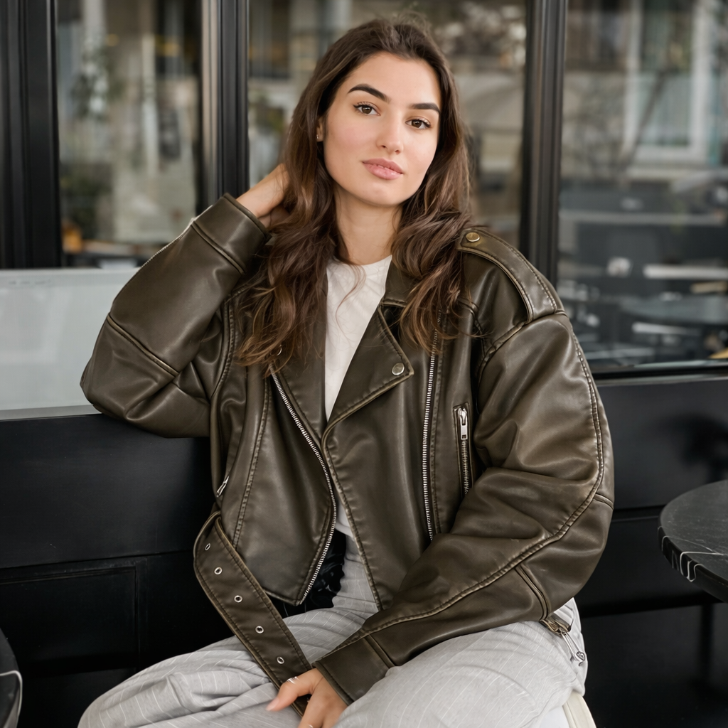 Abby | Cropped Leren Damesjas met Riem3