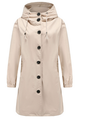 Rina | Lange Regenjas Dames - Waterdicht met Capuchon, Hoogwaardige Bescherming