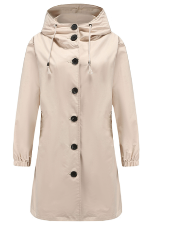 Rina | Lange Regenjas Dames - Waterdicht met Capuchon, Hoogwaardige Bescherming