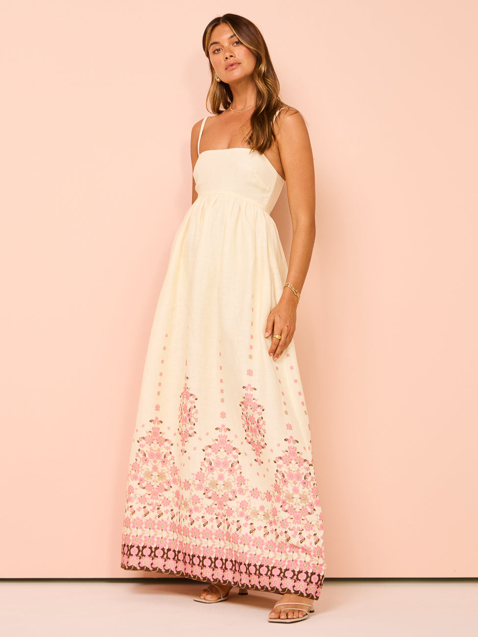 Ayla | Dames Lange Zomerjurk - Luchtige Katoenmix, Bloemenprint 2