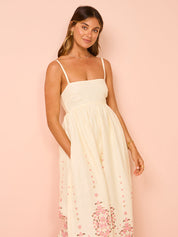 Ayla | Dames Lange Zomerjurk - Luchtige Katoenmix, Bloemenprint 3