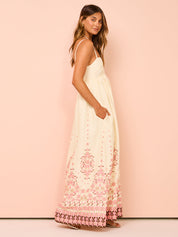 Ayla | Dames Lange Zomerjurk - Luchtige Katoenmix, Bloemenprint 5