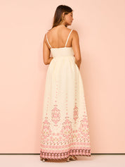 Ayla | Dames Lange Zomerjurk - Luchtige Katoenmix, Bloemenprint 7