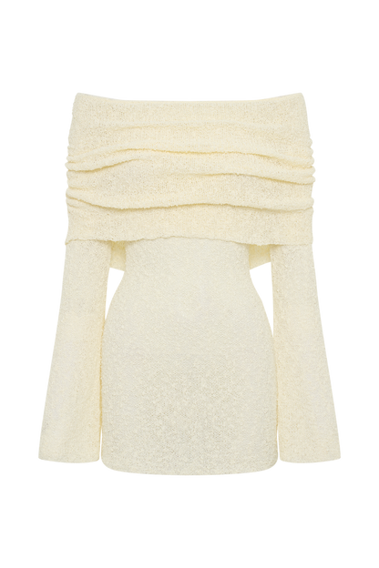 Anani | Off-Shoulder Gebreide Mini Jurk – Sheer & Elegant