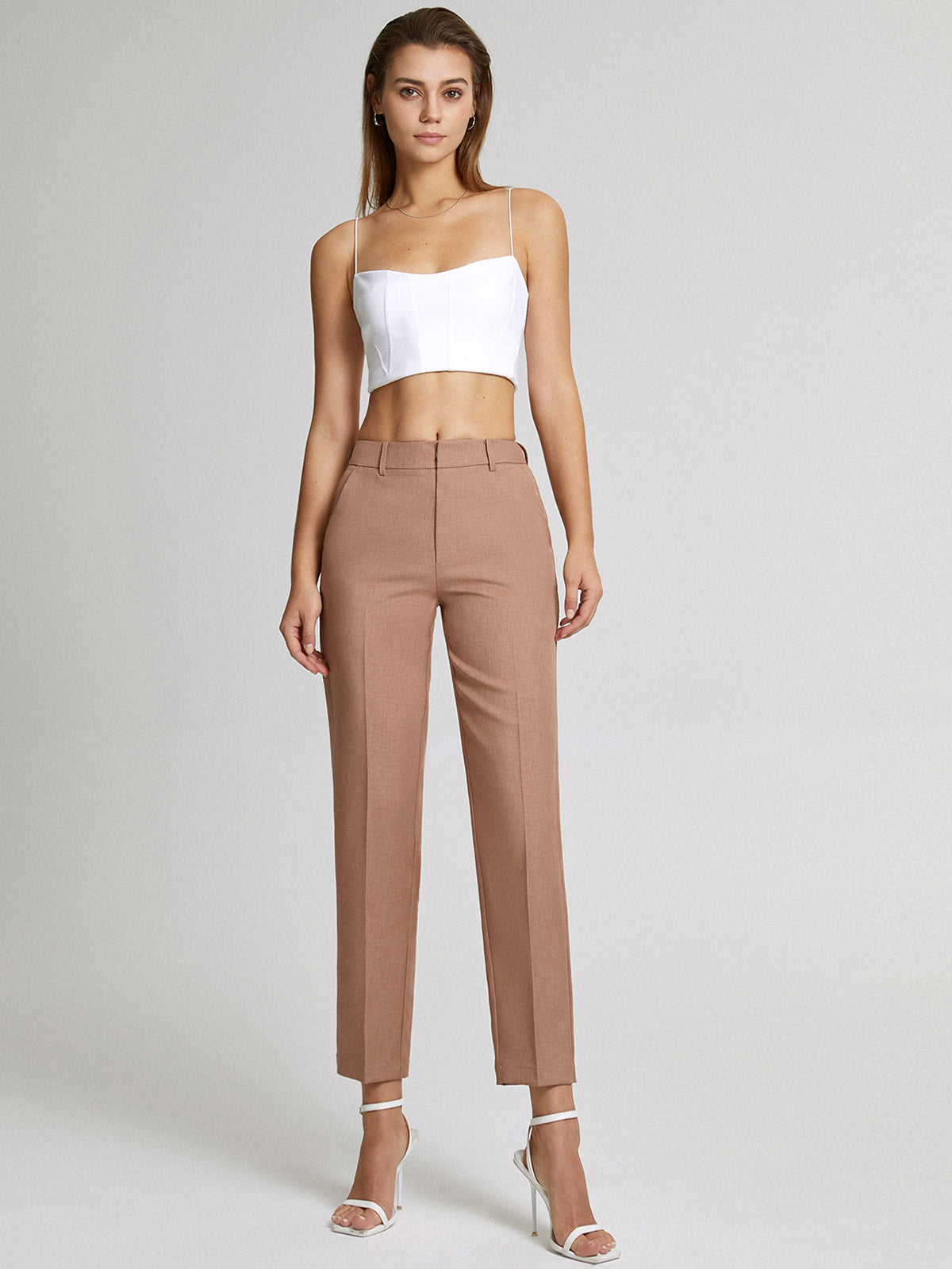 Kayla | High Waist Skinny Straight Pantalon Dames – Cropped Fit