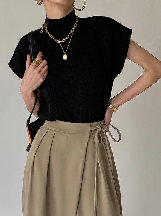 Loulu | Gebreide Sweater Top met Korte Mouwen