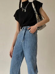 Loulu | Gebreide Sweater Top met Korte Mouwen