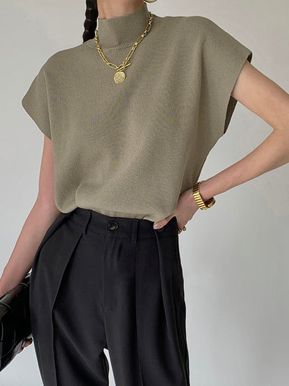Loulu | Gebreide Sweater Top met Korte Mouwen