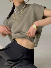 Loulu | Gebreide Sweater Top met Korte Mouwen