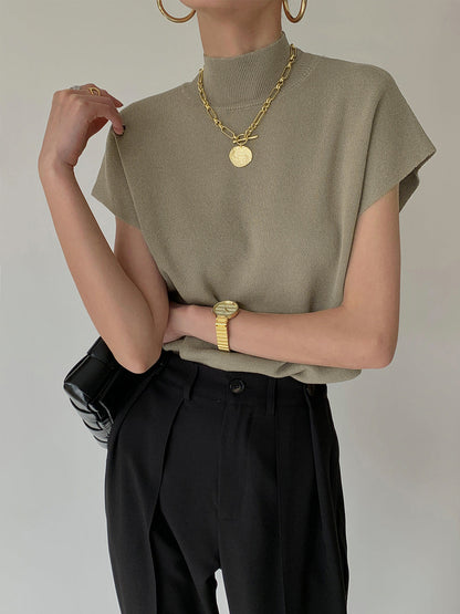 Loulu | Gebreide Sweater Top met Korte Mouwen