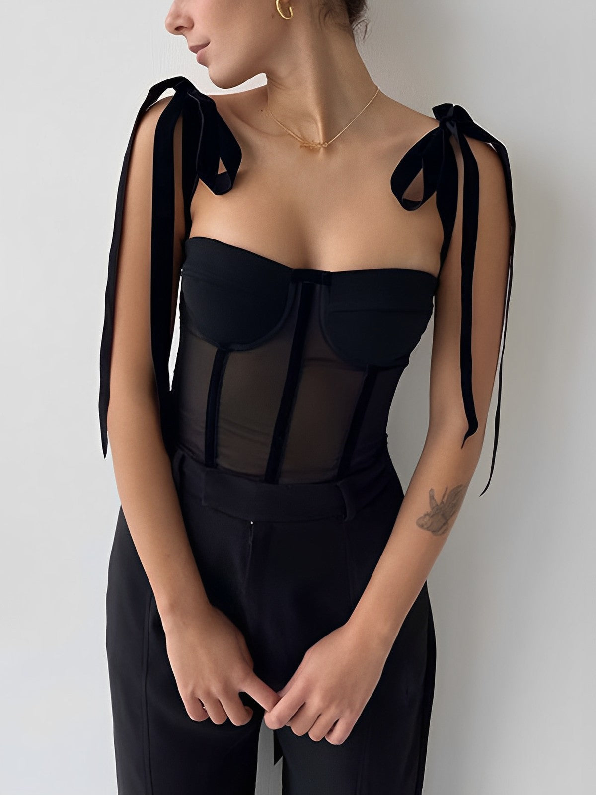 Deniz | Doorzichtige Mesh Bustier Top voor Dames - Elegant & Stijlvol