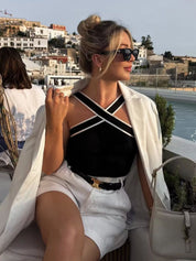 Dylana | Elegante Cross Halter Top