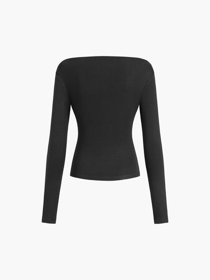 Destiny | Off-Shoulder Jersey Top met Lange Mouwen – Stretch