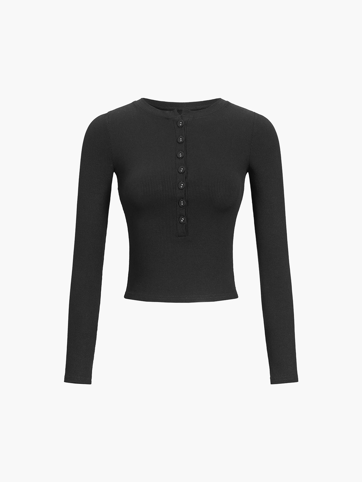 Alvara | Crop Shirt Dames van Ribstof met Lange Mouwen