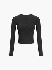 Alvara | Crop Shirt Dames van Ribstof met Lange Mouwen