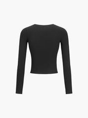 Alvara | Crop Shirt Dames van Ribstof met Lange Mouwen