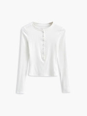 Alvara | Crop Shirt Dames van Ribstof met Lange Mouwen