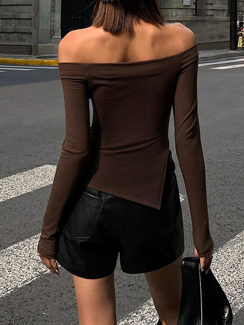 Lalou | Off Shoulder Top met Lange Mouwen - Asymmetrisch & Elegant