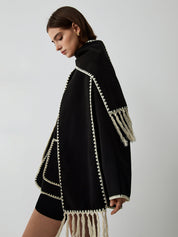 Belise | Contrast Trim Jas met Sjaal – Stijlvol & Comfortabel