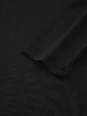 Bluma | Stretch Jersey Top met Lange Mouwen Contrast Halslijn