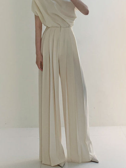 Ilyse | High Waist Plissé Broek met Wijde Pijpen