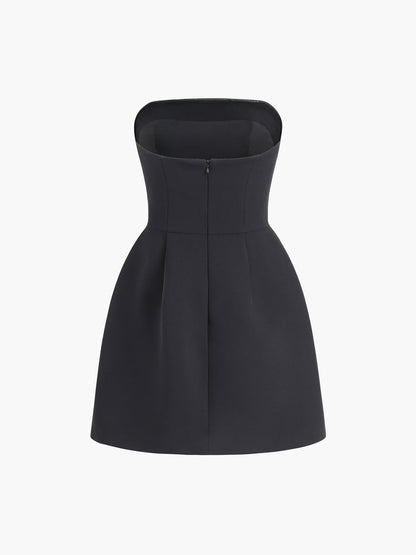 Freja | Zwarte Strapless Mini Jurk – Slim Fit Cocktailjurk