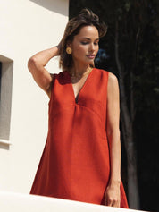 Lotje | Rode Zomer Jurk met V-hals