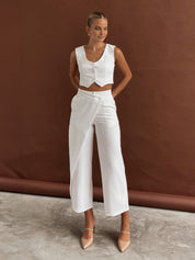 Asymmetrische Straight Leg Broek voor Dames - Stijlvol met Driekwart model