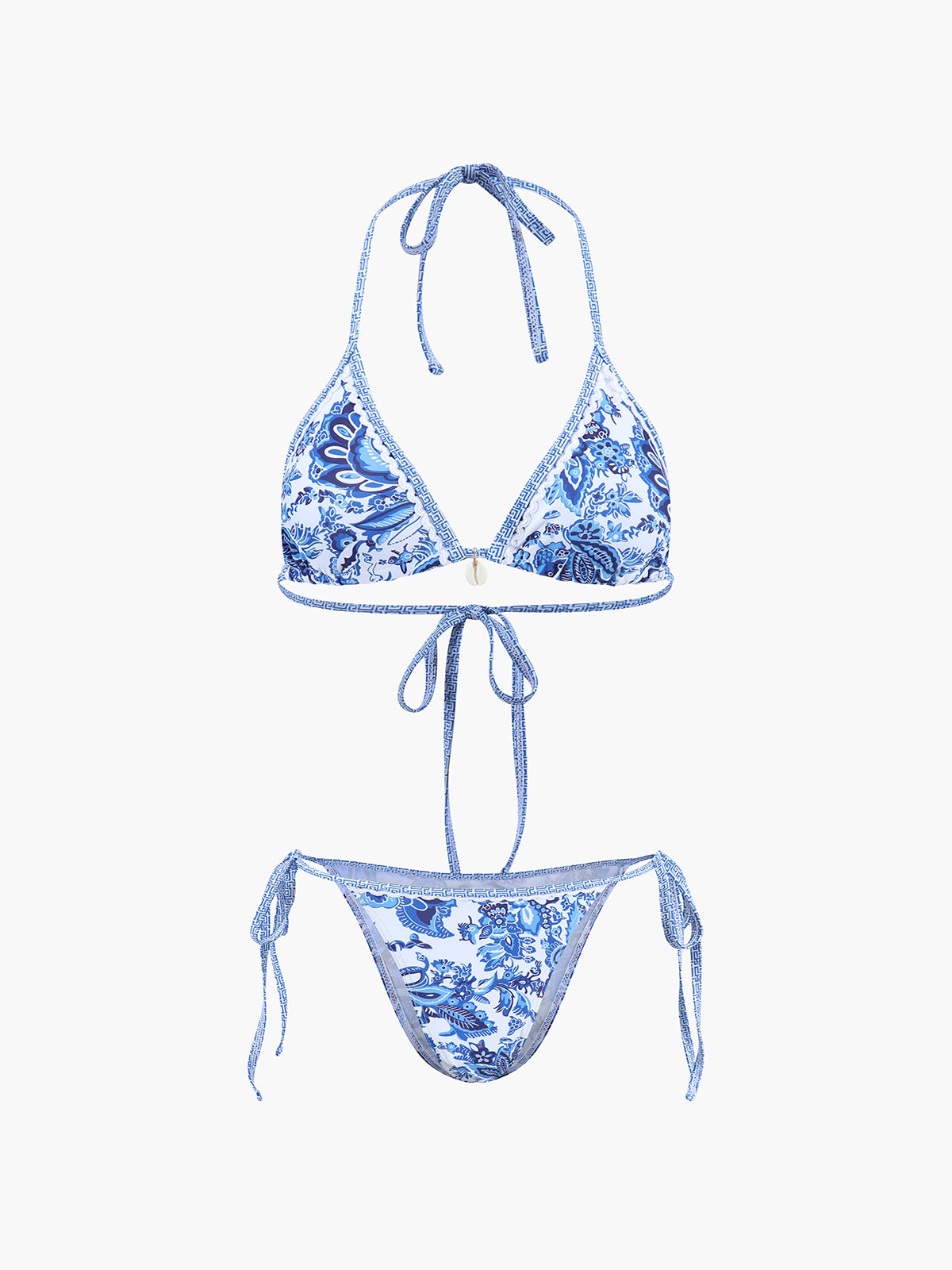 Florencia | Halter Bikini Set – Stijlvol met Blauwe Print