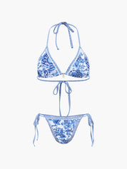 Florencia | Halter Bikini Set – Stijlvol met Blauwe Print