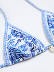 Florencia | Halter Bikini Set – Stijlvol met Blauwe Print