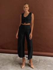 Asymmetrische Straight Leg Broek voor Dames - Stijlvol met Driekwart model