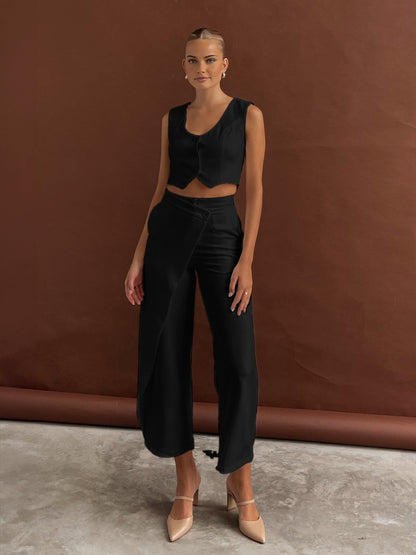 Asymmetrische Straight Leg Broek voor Dames - Stijlvol met Driekwart model