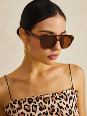 Dunyara | Trendy  Leopard Print Zonnebril