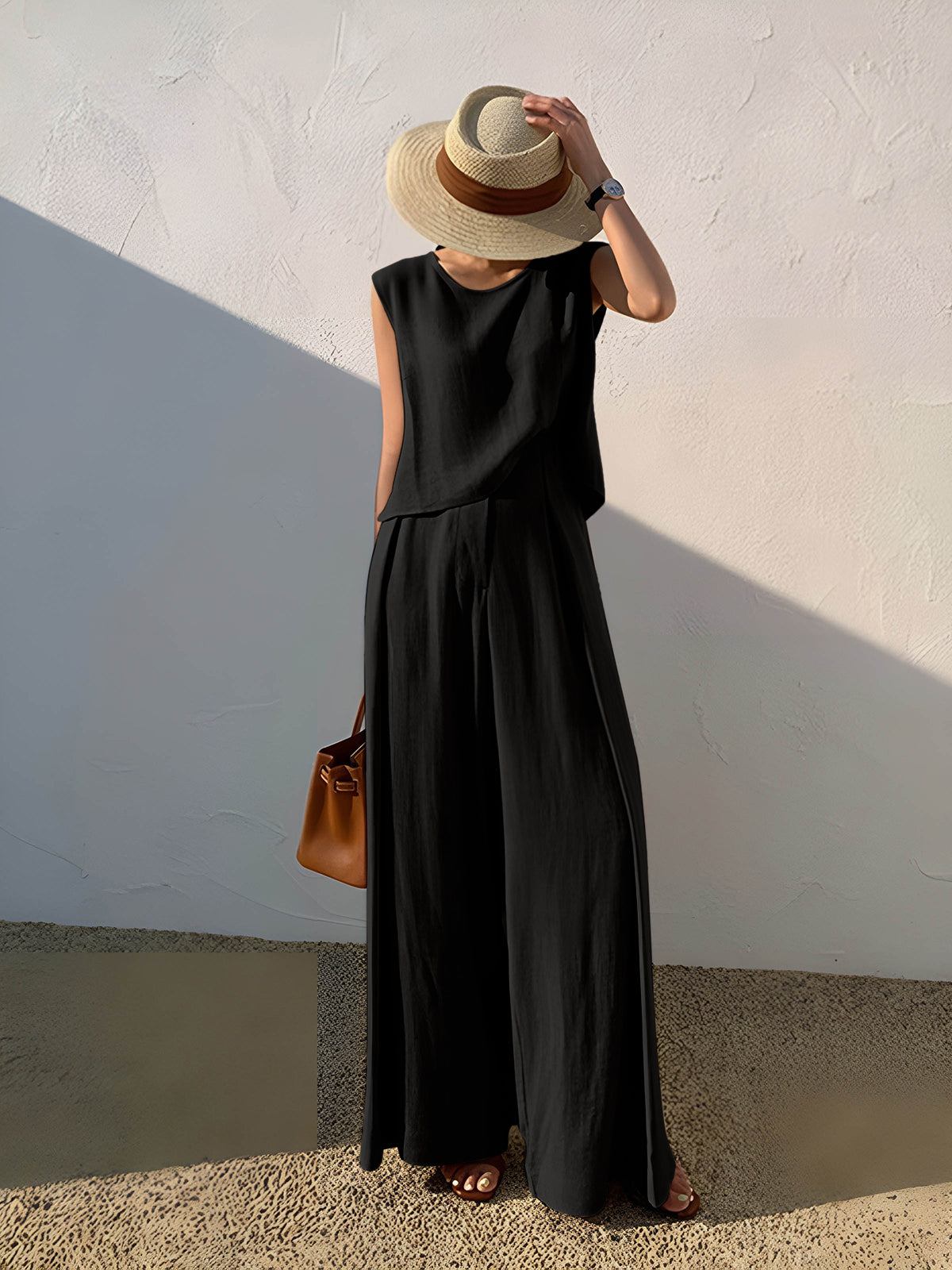 Rylie | Linnen Dames Set – Mouwloos Topje & Wijde Broek