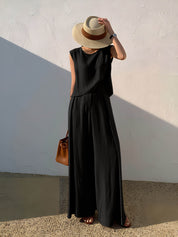 Rylie | Linnen Dames Set – Mouwloos Topje & Wijde Broek