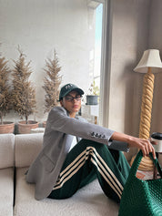 Dames Patchwork Broek met Hoge Taille – Gestreept & Comfortabel