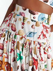 Elia | Dames Plissé Set – Top en Geplooide Rok met Print