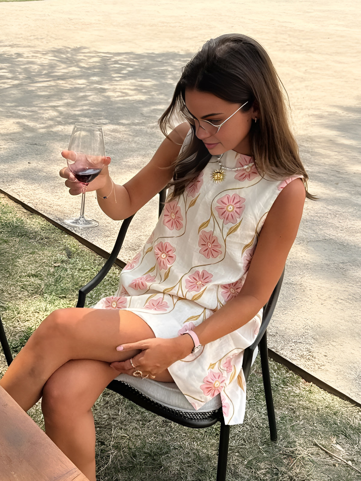 Dina | Zomerse Mouwloze A-lijn Jurk van Linnenmix