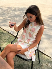 Dina | Zomerse Mouwloze A-lijn Jurk van Linnenmix