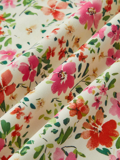Paola | Floral Midi Jurk met Kant en Vintage Print