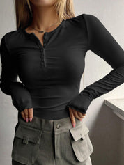 Birga | Ribbed Slim Fit Longsleeve Top Dames – Stretch & Comfort