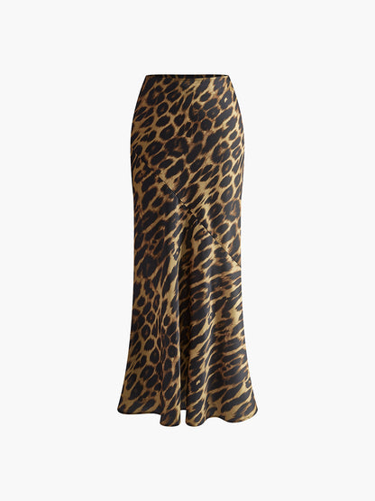 Slim Fit Maxi Rok met Luipaard Print – Uniek & Stijlvol