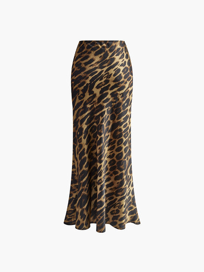 Slim Fit Maxi Rok met Luipaard Print – Uniek & Stijlvol