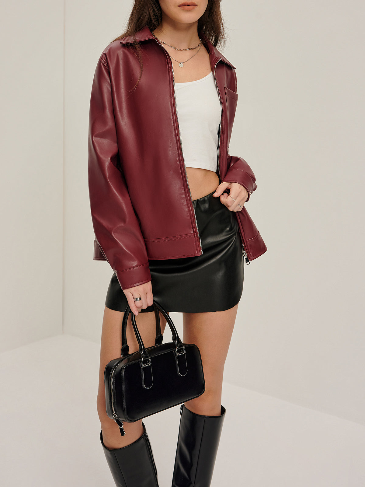 Nalani | Retro Jas van Vegan Leer met Rits – Regular Fit Dames