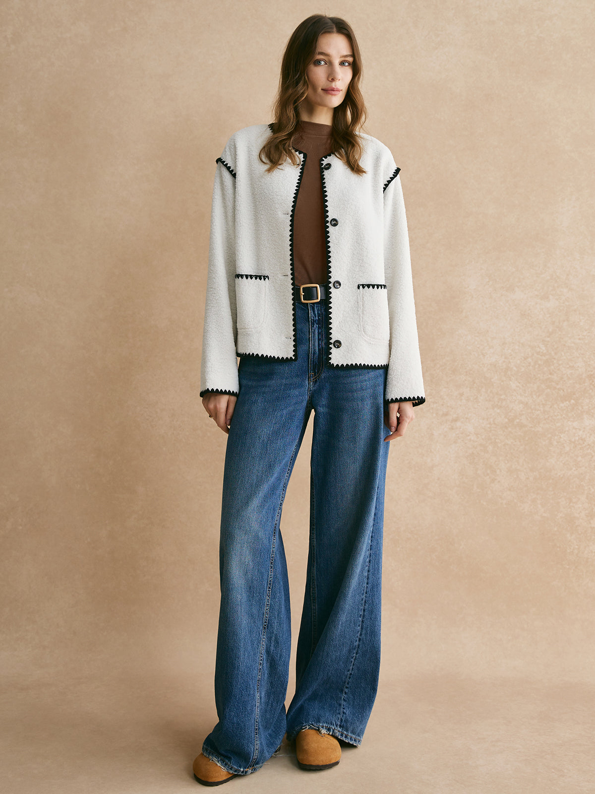 Jolente | Contrast Fleece Jas van Minky Fleece – Zacht & Warm