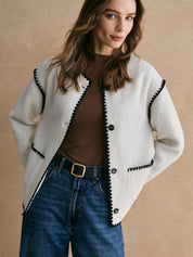 Jolente | Contrast Fleece Jas van Minky Fleece – Zacht & Warm