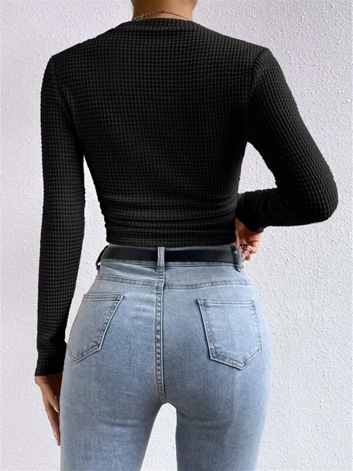 Suss | Waffle Knit Lange Mouwen Shirt